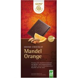Ciocolata Bio amaruie cu migdale si portocale x 100g Gepa