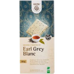 Ciocolata alba Bio cu ceai negru Earl Grey si ulei de Bergamota x 80g Gepa