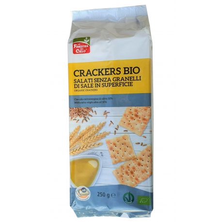 Crackers sarati bio, fara sare granulata la suprafata, cu ulei extravirgin de masline 10%, vegan x 250g La Finestra Sul Cielo